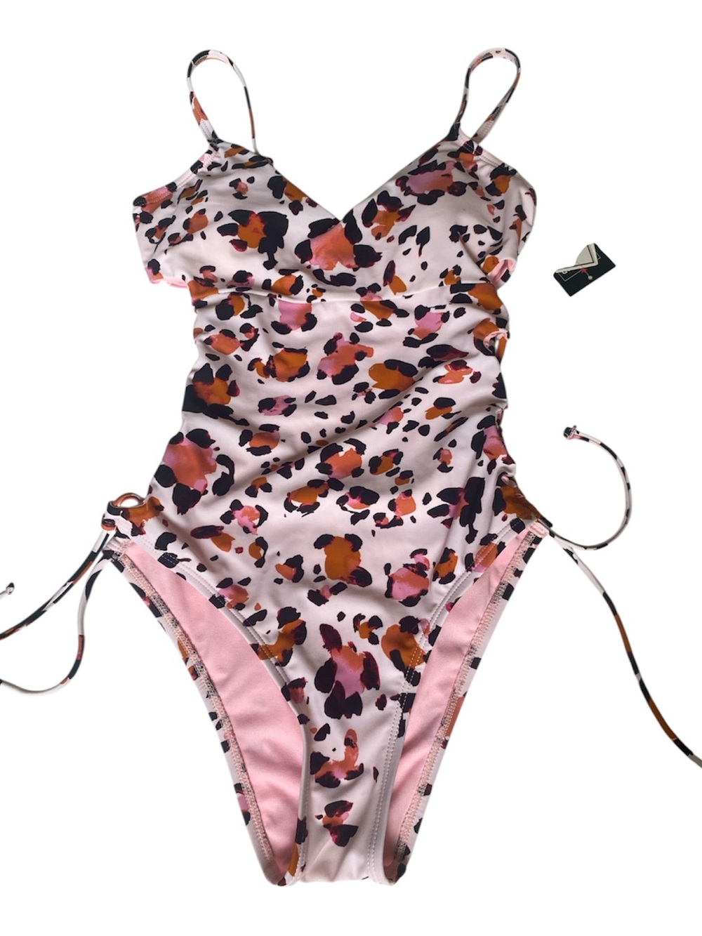 Hula Honey Pink Leopard Print One-Piece Swimsuit Size S